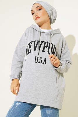 Newport İki İplik Kapşonlu Tunik Gri 
