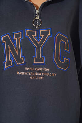 Nyc Basklı Şardonlu Sweatshirt Antrasit - Kadın Giyim Modelleri