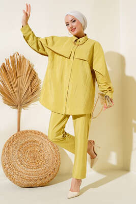 Omuz Ve Kolu Katlı İkili Takım Yağ Yeşili - TABA