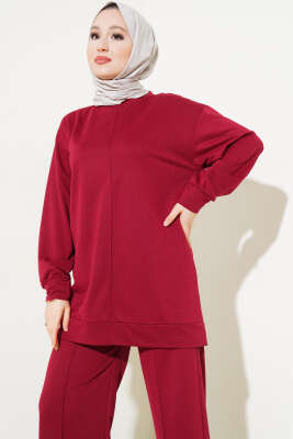 Önü Çımalı Basic İkili Takım Bordo 