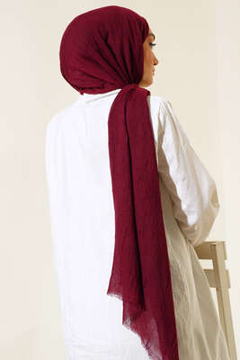 Organik Bambu Kraş Şal Bordo - Başörtüsü