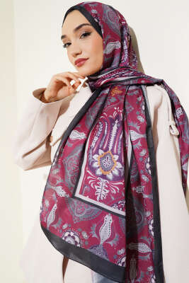 Otantik Desen Soft Şal Bordo 