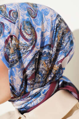 Otantik Paisley Desen Eşarp Bordo - Başörtüsü