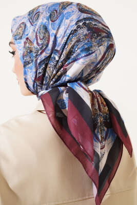 Otantik Paisley Desen Eşarp Bordo - Başörtüsü
