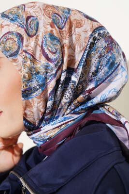Otantik Paisley Desen Eşarp Bordo Gri - Başörtüsü