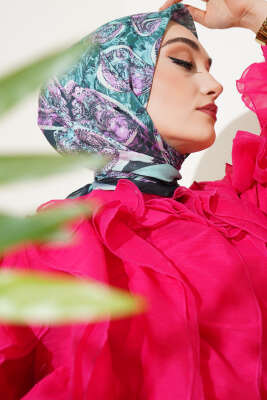 Otantik Paisley Desen Eşarp Mint Yeşili - Başörtüsü