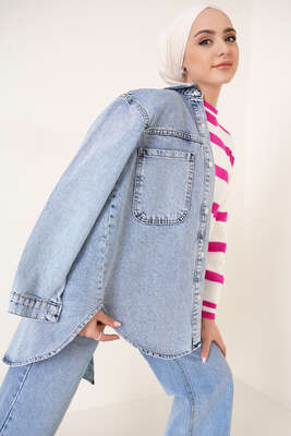 Oval Kesim Ceket Açık Kot