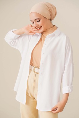 Oversize Basic Gömlek Beyaz 