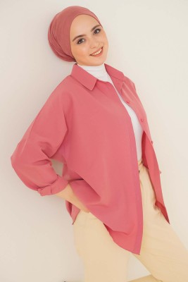 Oversize Basic Gömlek Gül Kurusu 