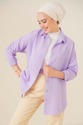 Oversize Basic Gömlek Lila 