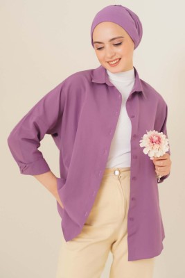 Oversize Basic Gömlek Magenta 