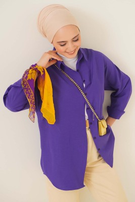 Oversize Basic Gömlek Mor 