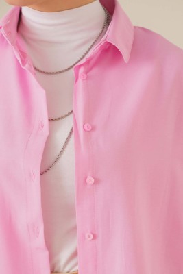 Oversize Basic Gömlek Pembe - Gömlek