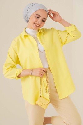 Oversize Basic Gömlek Sarı 