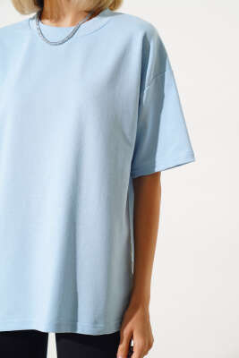 Oversize Basic T-shirt Bebe Mavi - Kadın Giyim Modelleri