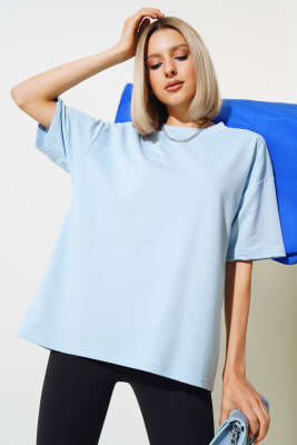 Oversize Basic T-shirt Bebe Mavi - Kadın Giyim Modelleri