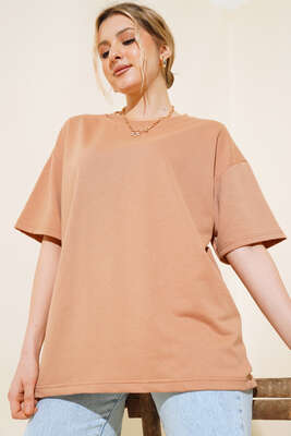 Oversize Basic T-shirt Latte - Yılın Fırsatı