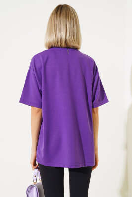 Oversize Basic T-shirt Mor - Kadın Giyim Modelleri