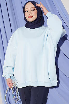 Oversize Düşük Omuzlu Tunik Bebe Mavi - DESTİNA