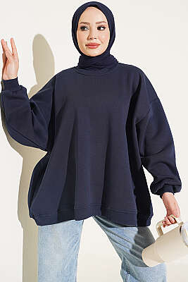 Oversize Düşük Omuzlu Tunik Lacivert - DESTİNA