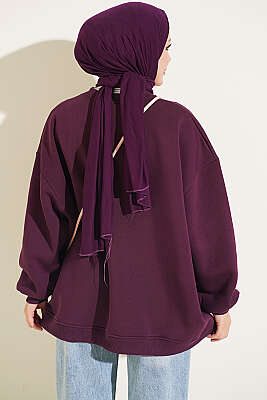 Oversize Düşük Omuzlu Tunik Mor - Tunik