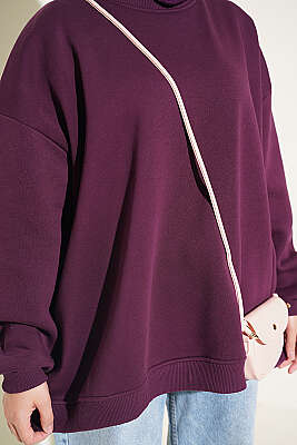 Oversize Düşük Omuzlu Tunik Mor - Tunik