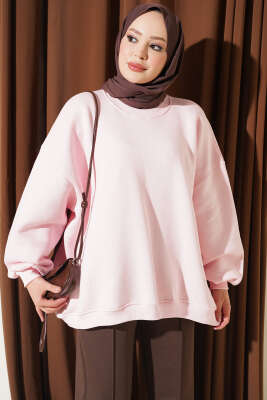 Oversize Düşük Omuzlu Tunik Pembe - DESTİNA