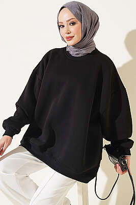 Oversize Düşük Omuzlu Tunik Siyah - DESTİNA
