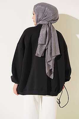Oversize Düşük Omuzlu Tunik Siyah - Tunik