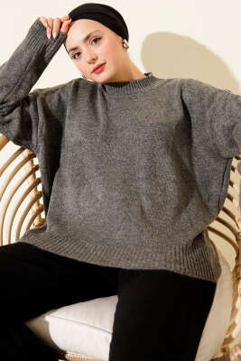 Oversize Triko Kazak Füme