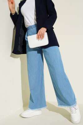 Paça Püsküllü Bol Kot Mavisi Pantolon