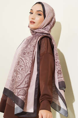 Paisley Çiçek Desen Şal Siyah 