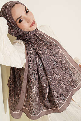 Paisley Kraş Modal Şal Kahve 