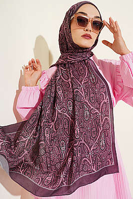 Paisley Kraş Modal Şal Mürdüm 