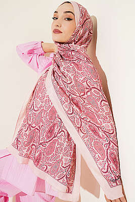 Paisley Kraş Modal Şal Pembe 