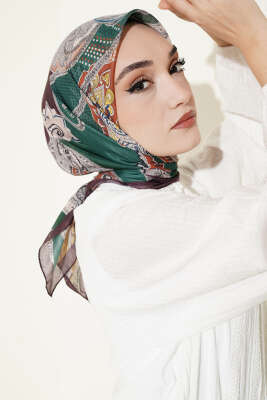 Paisley Retro Desen Eşarp Acı Kahve 
