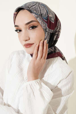 Paisley Retro Desen Eşarp Bordo 