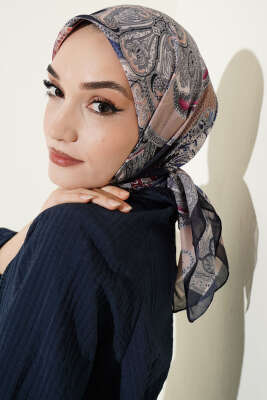 Paisley Retro Desen Eşarp Lacivert 
