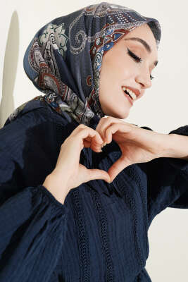 Paisley Retro Desen Eşarp Soft Mavi 