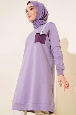 Paraşüt Cep Model Tunik Lila 