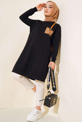 Paraşüt Cep Model Tunik Siyah - Tunik