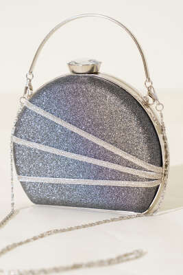 Parlak Süslemeli Abiye Çanta Füme 