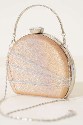 Parlak Süslemeli Abiye Çanta Gold 