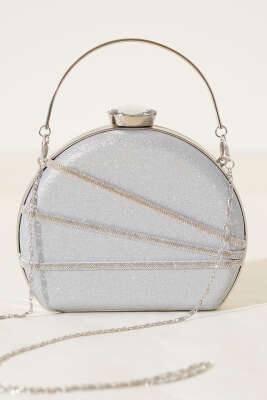 Parlak Süslemeli Abiye Çanta Gümüş - Kol Çantası