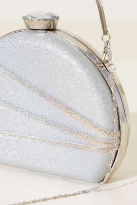 Parlak Süslemeli Abiye Çanta Gümüş - Kol Çantası