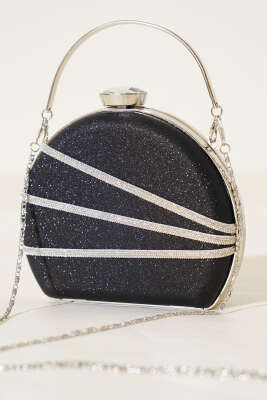 Parlak Süslemeli Abiye Çanta Siyah 