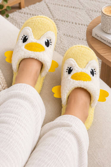 Penguen Figürlü Ev Terliği Sarı - Ev Terliği
