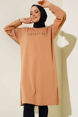 Perfection Baskılı Tunik Camel - Tunik