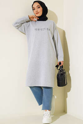 Perfection Baskılı Tunik Gri 