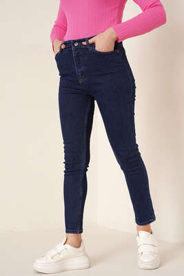 Regular Fit Likralı Pantolon Koyu Mavi - Pantolon
